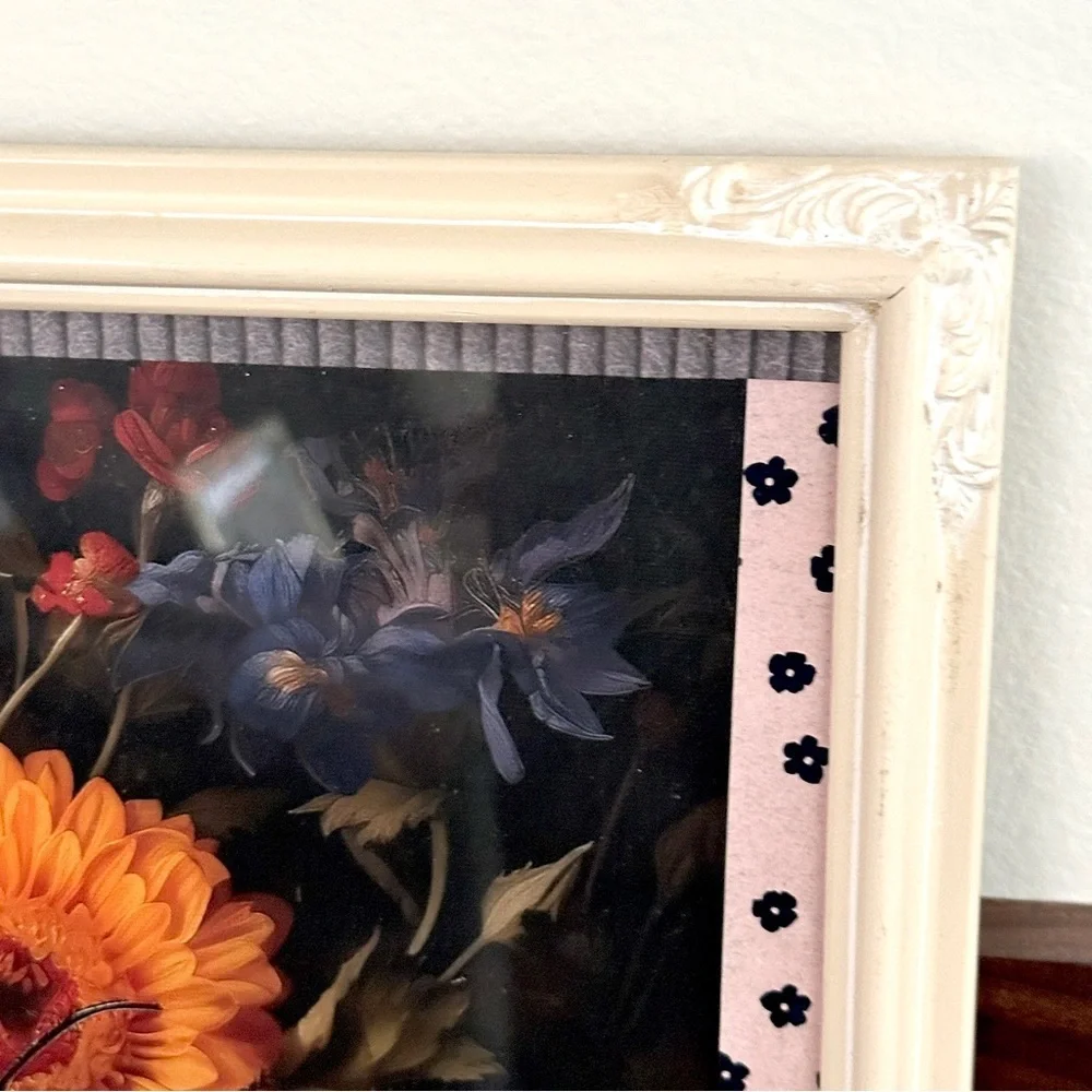Bumblebee Moody Floral Dark Bee Canvas Print Ornate White Frame Dark Art Boho